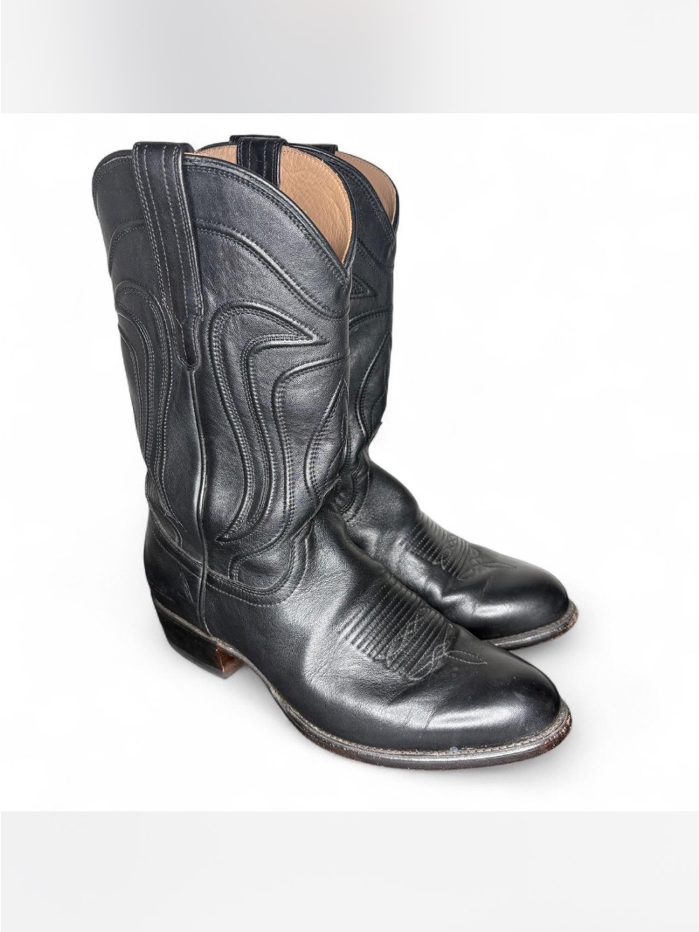 Tecovas The Cartwright Men Size 8.5 EE Midnight Black Cowhide Leather Western Bo